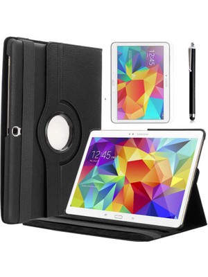 ZORE Galaxy Tab 4 10.1 T530 Uyumlu Zore Dönebilen Standlı Kılıf-Siyah