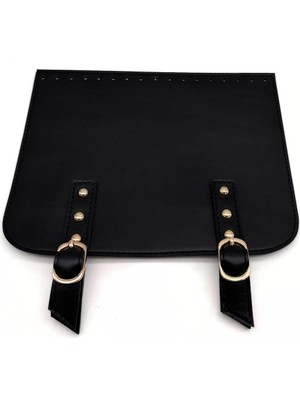 Angel Çanta Aksesuar 24X19 cm Çift Mıknatıslı  Suni Deri Kapak Siyah Renk Light Gold Metalli