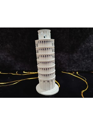 Hediyehanem Pizza Kulesi 3D Maket Model Dekor Biblo Pisa Tower 14 x 6.5 x 6.5 cm