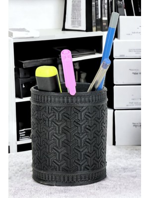 Kalemlik Siyah Renk Masa Kalemliği Organizer Kalemlik Model 4