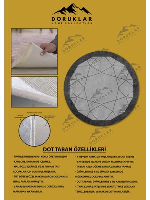 Kaymaz Taban Yıkanabilir Dijital Baskı Dekoratif Modern Desenli Yuvarlak Dot Taban Halı