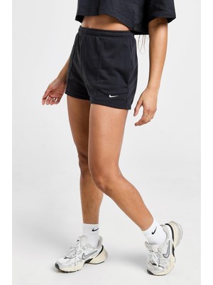 Nike Sportswear Chill Terry Yüksek Belli Dar Kesim Siyah Kadın Spor Şort