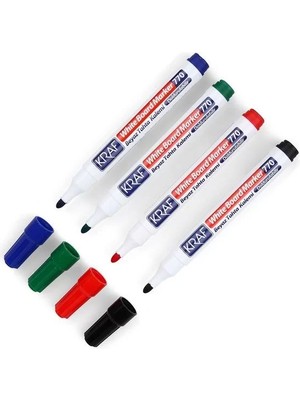 Kraf 770 Doldurulabilir Beyaz Yazı Tahtası Kalemi 4'lü Pk (Yuvarlak Uçlu)