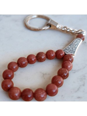 Mga Doğaltaş Kahve Jasper Taşı Tesbih Anahtarlık - Doğal Taş Anahtarlık - Tesbih Anahtarlık Sertifikalı Doğal Taş Tesbih