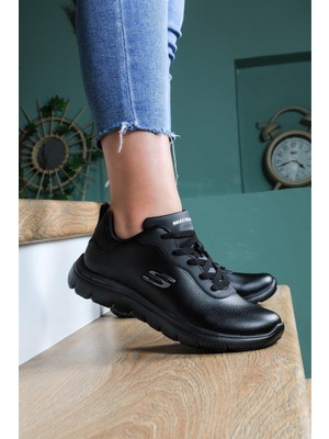Skechers Summits Memory Foam Taban Siyah Deri Kadın Günlük Spor Ayakkabı