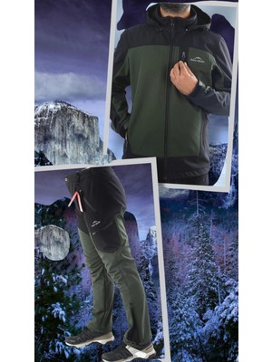 Snowmount Siyah Haki Softshell Su İtici Rüzgar Geçirmez Mont Ceket