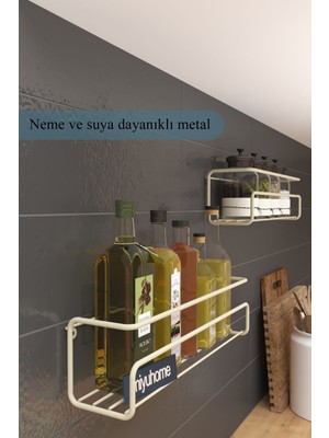 Moniev 2’li Metal Baharatlık Mutfak Rafı Dolap Içi Yapışkanlı Banyo Rafı Çok Amaçlı Şampuan Düzenleyici Bej