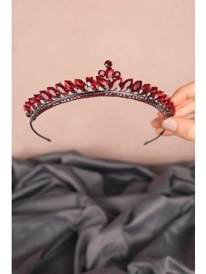Hayalperest Boncuk Bordo Ince Mekik Taşlı Gelin Kına Tacı
