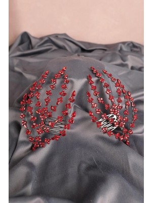 Hayalperest Boncuk Çift Tarak Tokalı Taşlı Gelin Kına Saç Aksesuarı