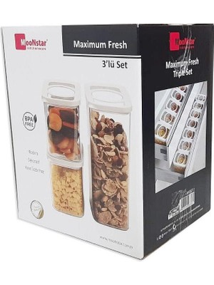 Moonstar Maximum Fresh Üçlü Saklama Kabı Hava Sızdırmaz-Max-Set2