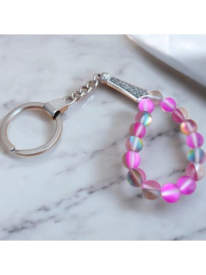 Mga Doğaltaş Termal Kuvars Pembe Doğal Taş Tesbih Anahtarlık -  Doğal Taş Anahtarlık - Tesbih Anahtarlık Sertifikalı Doğal Taş Tesbih