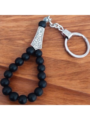 Mga Doğaltaş Mat Oniks Taşı Tesbih Anahtarlık - Mat Oniks Taşı - Doğal Taş Anahtarlık - Tesbih Anahtarlık Sertifikalı Doğal Taş Tesbih