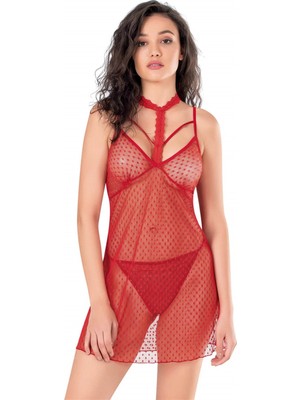 Findit Kırmızı Kısa Tül Gecelik