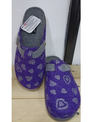 Gezer Kadın Kışlık Rahat Taban Tek Toka Ayarlanabilir Keçe Ev Bahçe Terlik