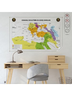 Zero Land Statik Kağıt Osmanlı Haritası 100  cm   x  150  cm  11