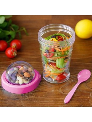 Zayka® Taken Go Kapaklı Kaşıklı Pratik Taşınabilir Meyveli Yoğurt Kabı