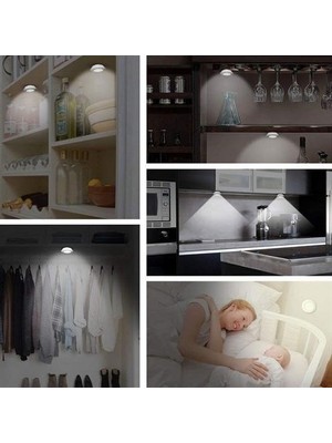 Zayka® 3lü Uzaktan Kumandalı Pilli Yapışkanlı Kablosuz LED Spot Lambalar