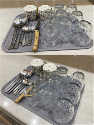 Silikon Bulaşık Kurutma Matı Büyük Boy Tezgah Üstü Kuruluma Matı Bulaşık Yıkama Matı 40 x 30 cm