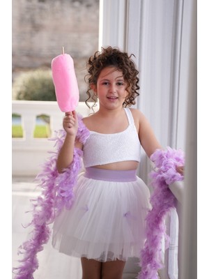 Narely Otriş Detaylı Mor Etek&crop Takım