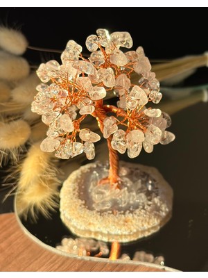 Kristal Kuvars Doğal Taş Ağaç (10  cm )