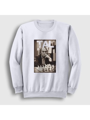 Presmono Unisex Beyaz Mikhail Tal Büyükusta Satranç Sweatshirt