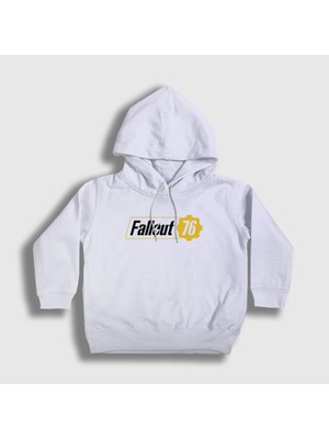 Presmono Unisex Çocuk Beyaz Fallout 76 Logo Oyun Kapüşonlu Sweatshirt