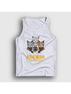 Presmono Unisex Beyaz Bohemian Catsody Queen Kedili Atlet