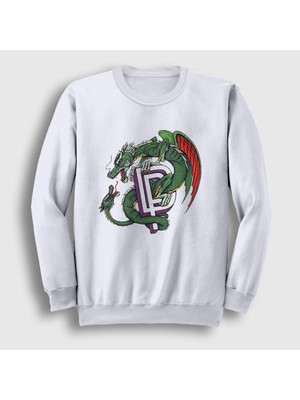 Presmono Unisex Beyaz Dragon Deep Purple Rock Sweatshirt