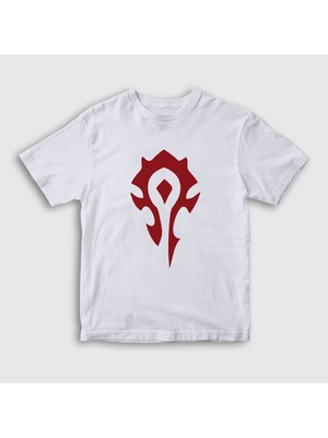 Presmono  Çocuk Beyaz Horde Logo World Of Warcraft Oyun T-Shirt