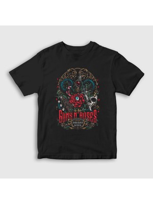 Presmono  Çocuk Siyah London Guns N' Roses Rock T-Shirt