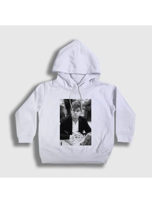 Presmono Unisex Çocuk Beyaz Magnus Carlsen Büyükusta Satranç Kapüşonlu Sweatshirt