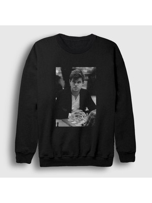 Presmono Unisex Siyah Magnus Carlsen Büyükusta Satranç Sweatshirt