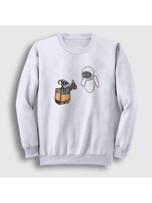 Presmono Unisex Beyaz Gift Wall E Eve Sweatshirt