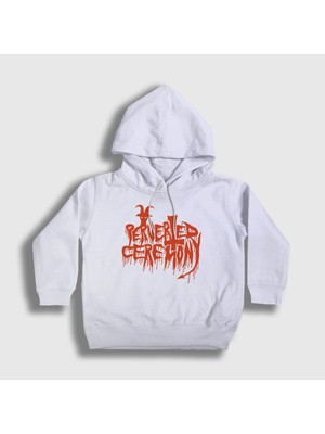 Presmono Unisex Çocuk Beyaz Logo Perverted Ceremony Kapüşonlu Sweatshirt