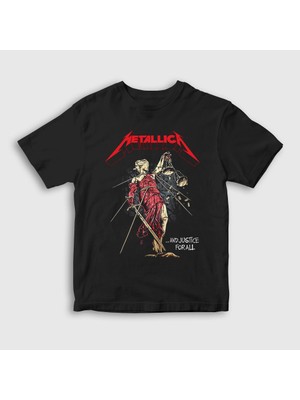 Presmono  Çocuk Siyah Lady Justice V2 Metallica T-Shirt