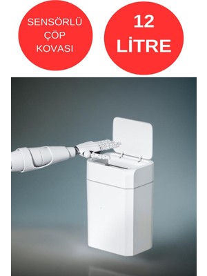 Deembro Sensörlü Çöp Kovası 12 litre tezgah üstü çöp kovası mutfak banyo çöp kovası kutusu