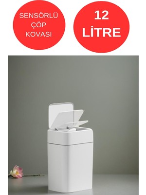 Deembro Sensörlü Çöp Kovası 12 litre tezgah üstü çöp kovası mutfak banyo çöp kovası kutusu