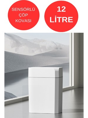 Deembro Sensörlü Çöp Kovası 12 litre tezgah üstü çöp kovası mutfak banyo çöp kovası kutusu