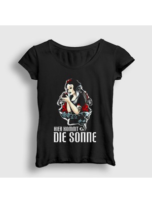 Presmono Kadın Siyah Kommt Die Sonne Rammstein T-Shirt