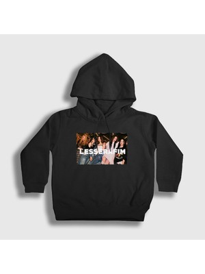 Presmono Unisex Çocuk Siyah Le Sserafim K Pop Kapüşonlu Sweatshirt