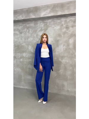 Kadın Saten Detaylı Mostralı Takım Elbise