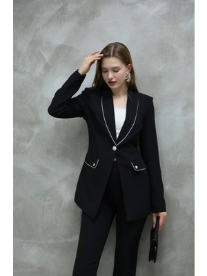 Blazer-Ceket-Pantolon-Alt Üst Takım Tek Düğmeli Cepli