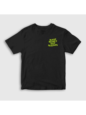 Presmono  Çocuk Siyah Logo Make Money Not Friends T-Shirt