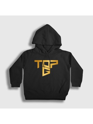 Presmono Unisex Çocuk Siyah Logo Topg Andrew Tate Kapüşonlu Sweatshirt