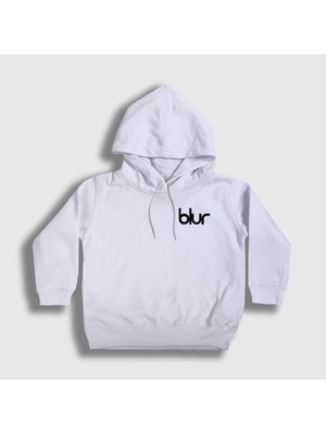Presmono Unisex Çocuk Beyaz Logo Blur Kapüşonlu Sweatshirt