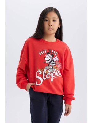 DeFacto Kız Çocuk Disney Mickey & Minnie Oversize Geniş Kalıp Bisiklet Yaka Sweatshirt D4377A824WN