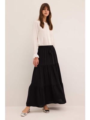 DeFacto Beli Bağcıklı Viskon Maxi Etek Z3406AZ24SP