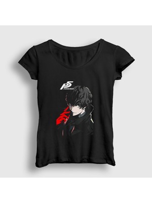 Presmono Kadın Siyah Ren Amamiya Joker Oyun Persona 5 T-Shirt