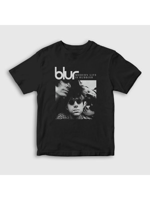 Presmono Unisex Çocuk Siyah Rubbish Blur T-Shirt