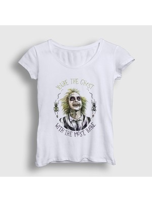 Presmono Kadın Beyaz Ghost With The Most Tim Burton Beetlejuice T-Shirt